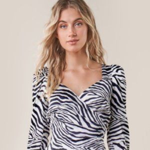 H&M Zebra Print Long Sleeve Blouse S XS